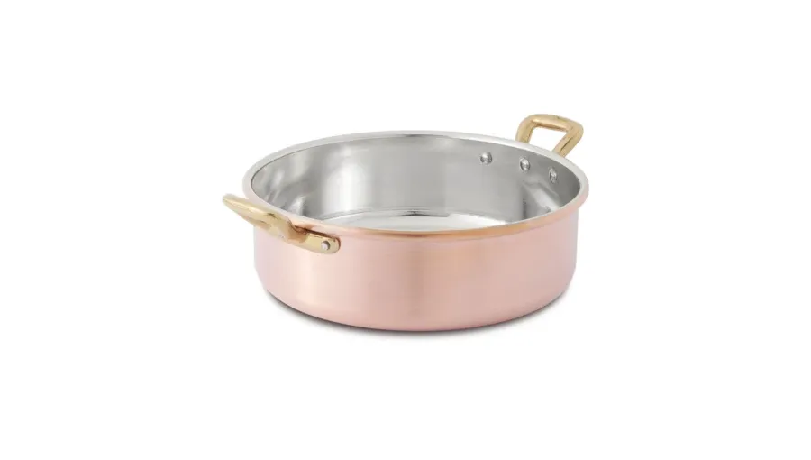 obrazek 1 Rondel z 2 uchwytami, gładka miedź ocynkowana ø 24 cm- Cu Artigiana