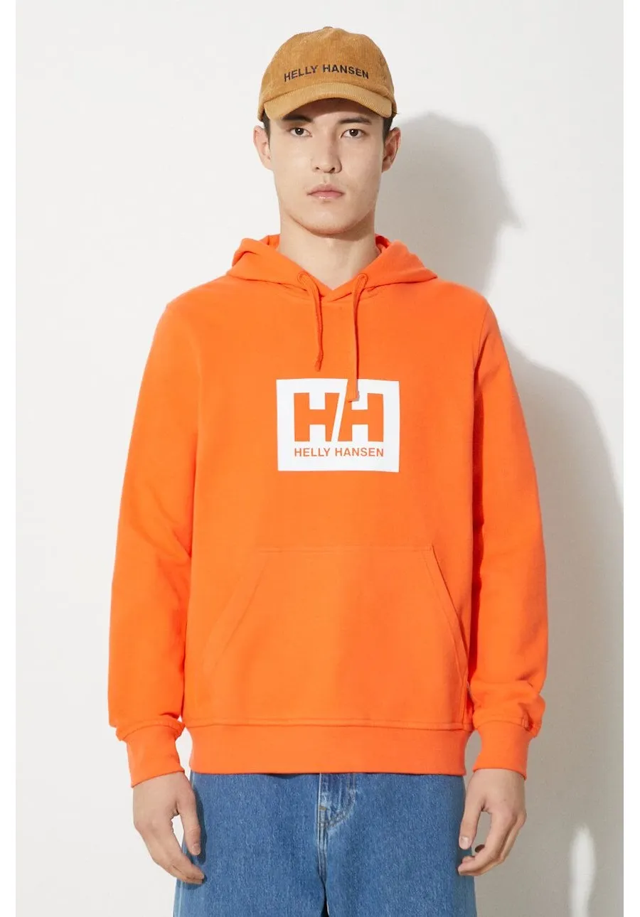 obrazek 1 Helly Hansen bluza bawełniana kolor pomarańczowy z kapturem z nadrukiem 53289