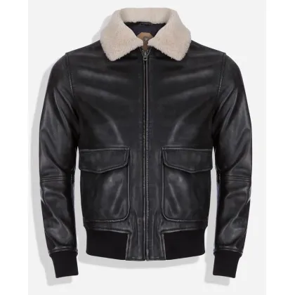 Picture Stylish men's leather jacket with a collar