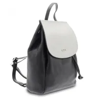 Zdjęcie Srebrno-czarny skórzany plecak - Giudi