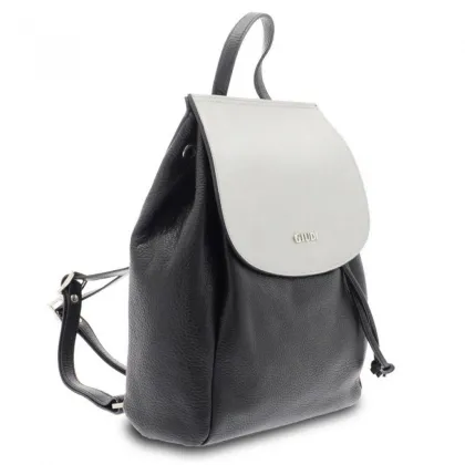 Zdjęcie Srebrno-czarny skórzany plecak - Giudi