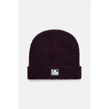 Zdjęcie Puma czapka bawełniana Classics Graphic Short Beanie kolor fioletowy bawełniana 025680