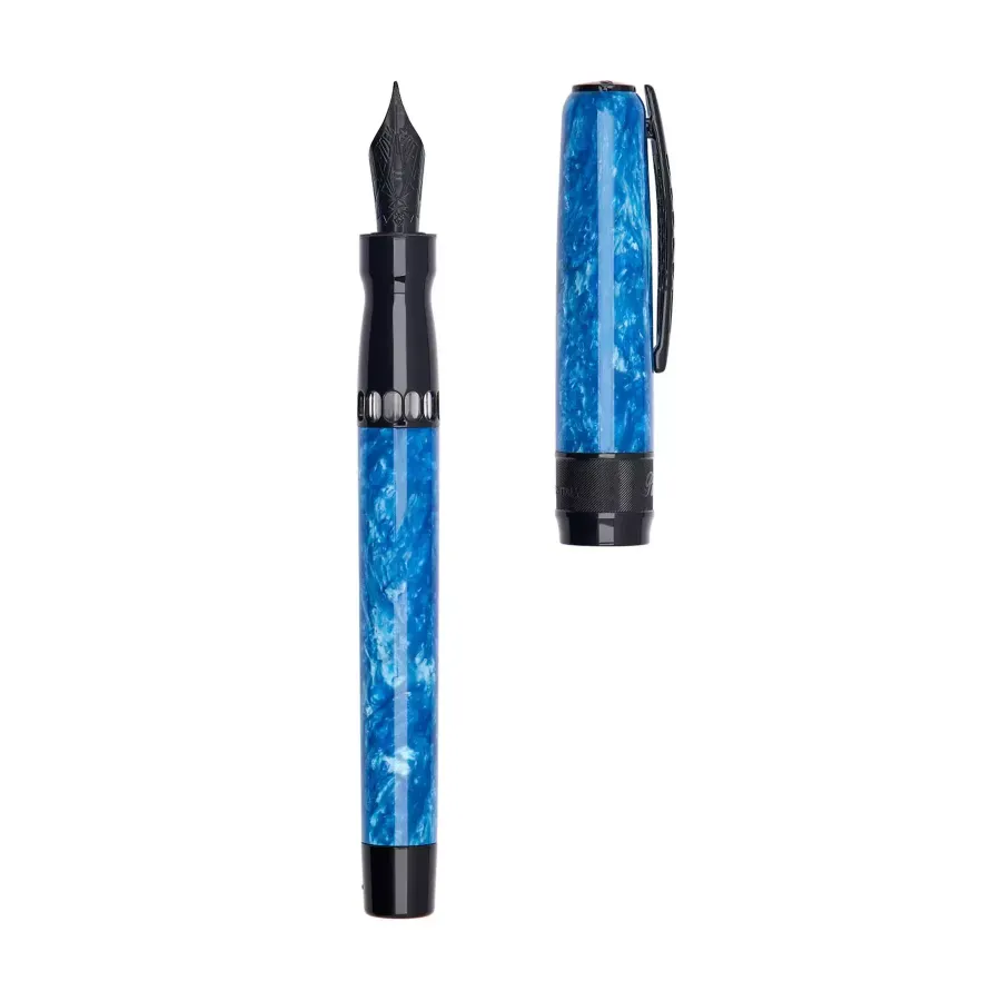 obrazek 2 Eleganckie pióro wieczne Rock- Black Turquoise z włoch