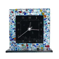 Picture Murano silver glass table clock – harlequin variant
