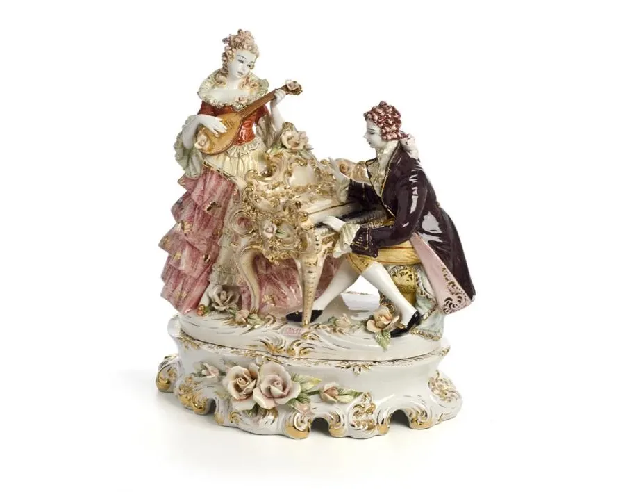 picture 1 Italian baroque figurine of the musical couple made of ceramics - Ceramiche ML