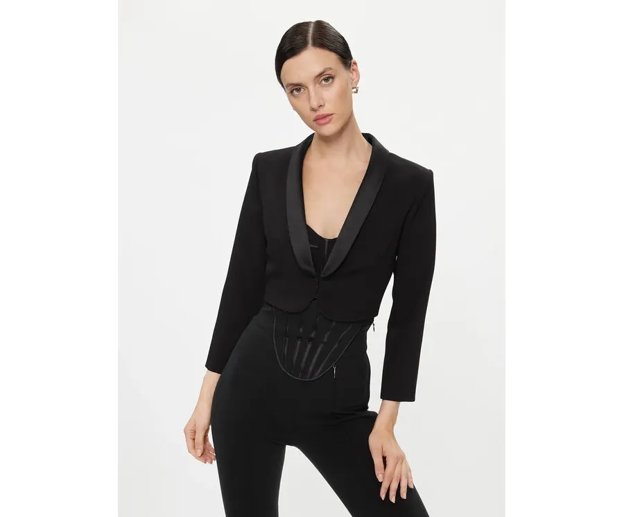 obrazek 1 Elisabetta Franchi Marynarka GI-091-37E2-V6000 Czarny Slim Fit