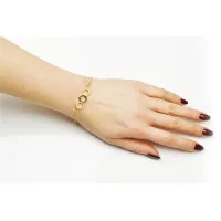 Picture Silver bracelet plated with 18-carat gold, finished with white zircons and green enamel