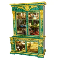Picture Luxurious display cabinet made of malachite and gold-plated brass for the living room