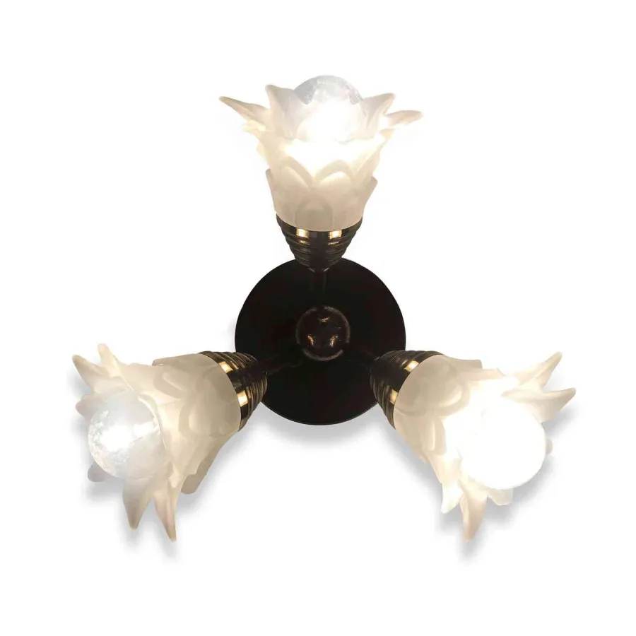 obrazek 3 Vintage lampa sufitowa z 3 lampami kwiatami