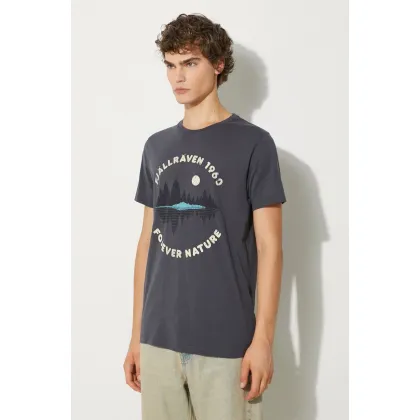 Zdjęcie Fjallraven t-shirt bawełniany Forest Mirror kolor granatowy z nadrukiem F87045-560