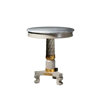 Zdjęcie Stylowy stolik MAGDA-biel, złoto i portugalski marmur z kości słoniowej - Collecion Alexandra