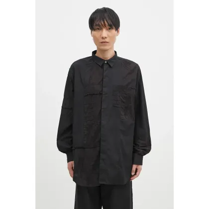 Zdjęcie Engineered Garments koszula bawełniana Combo Short Collar męska kolor czarny relaxed z kołnierzykiem klasycznym 24F1A017