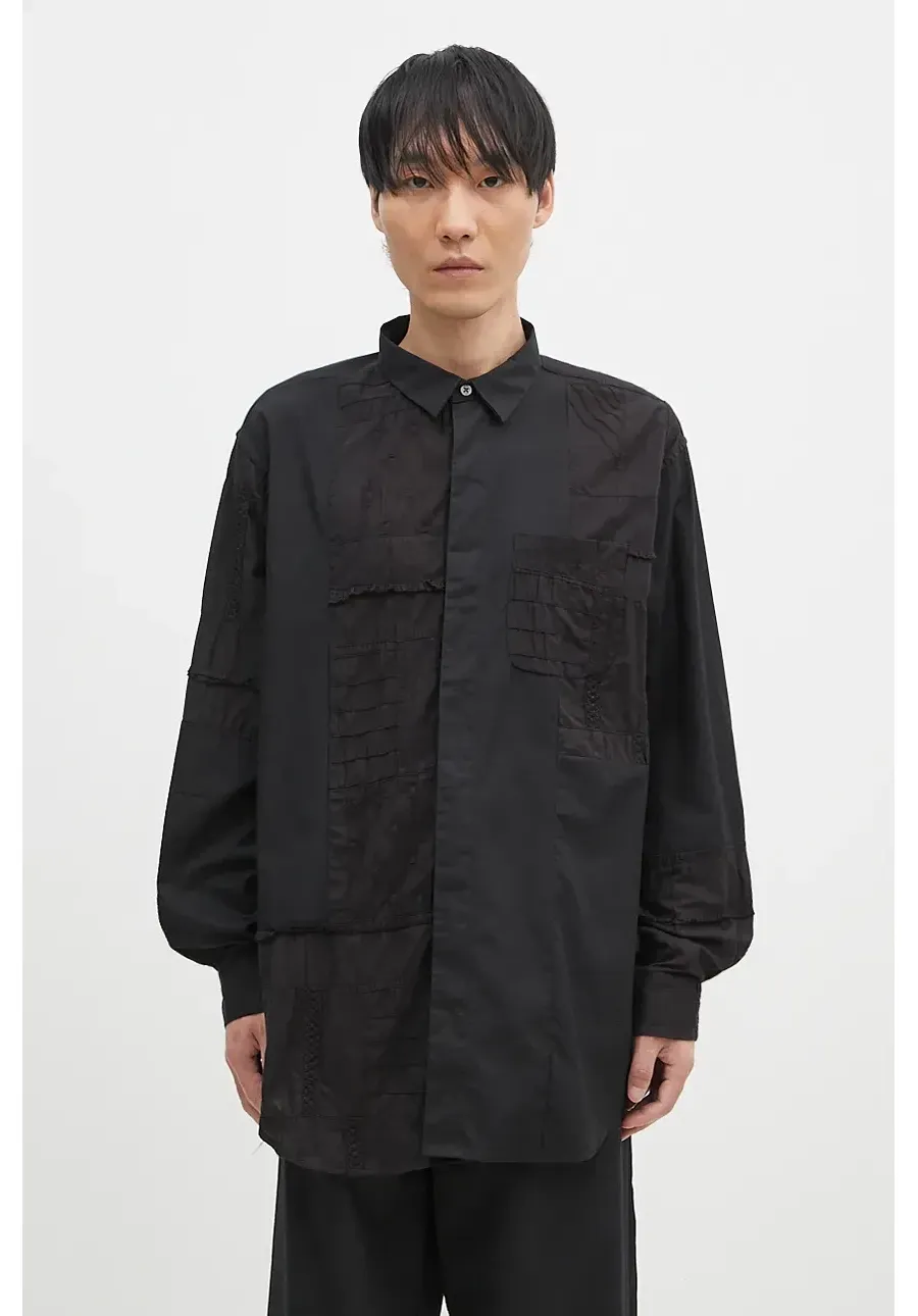 obrazek 1 Engineered Garments koszula bawełniana Combo Short Collar męska kolor czarny relaxed z kołnierzykiem klasycznym 24F1A017