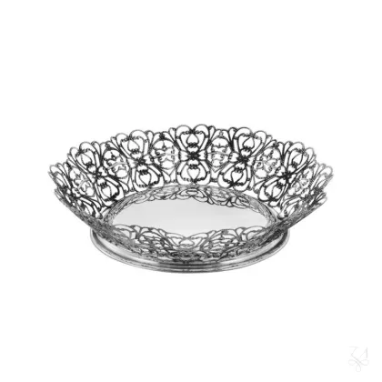 Picture Elegant openwork silver Openwork basket - Zaramella Argenti
