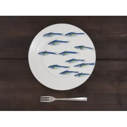 Zdjęcie Ręcznie malowany talerz zdobiony motywem sardynek - Le Ceramiche