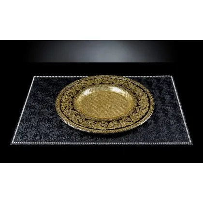 Zdjęcie Zjawiskowy duży talerz marki VG ze szkła ze złotem i czernią