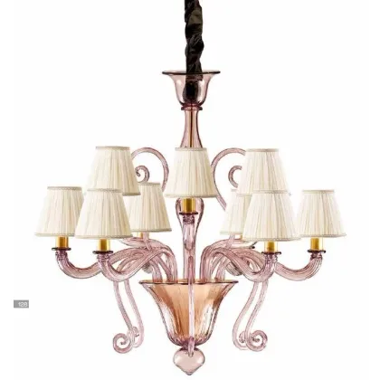 Zdjęcie Żyrandol ze szkła Murano w kolorze liliowym ze stożkowymi kloszami - Il Paralume Marina