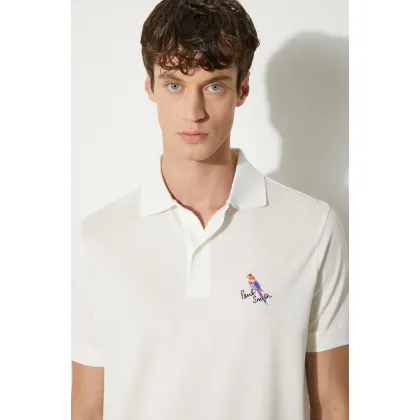 Zdjęcie Paul Smith polo bawełniane kolor beżowy z aplikacją M1R-698P-NP4722