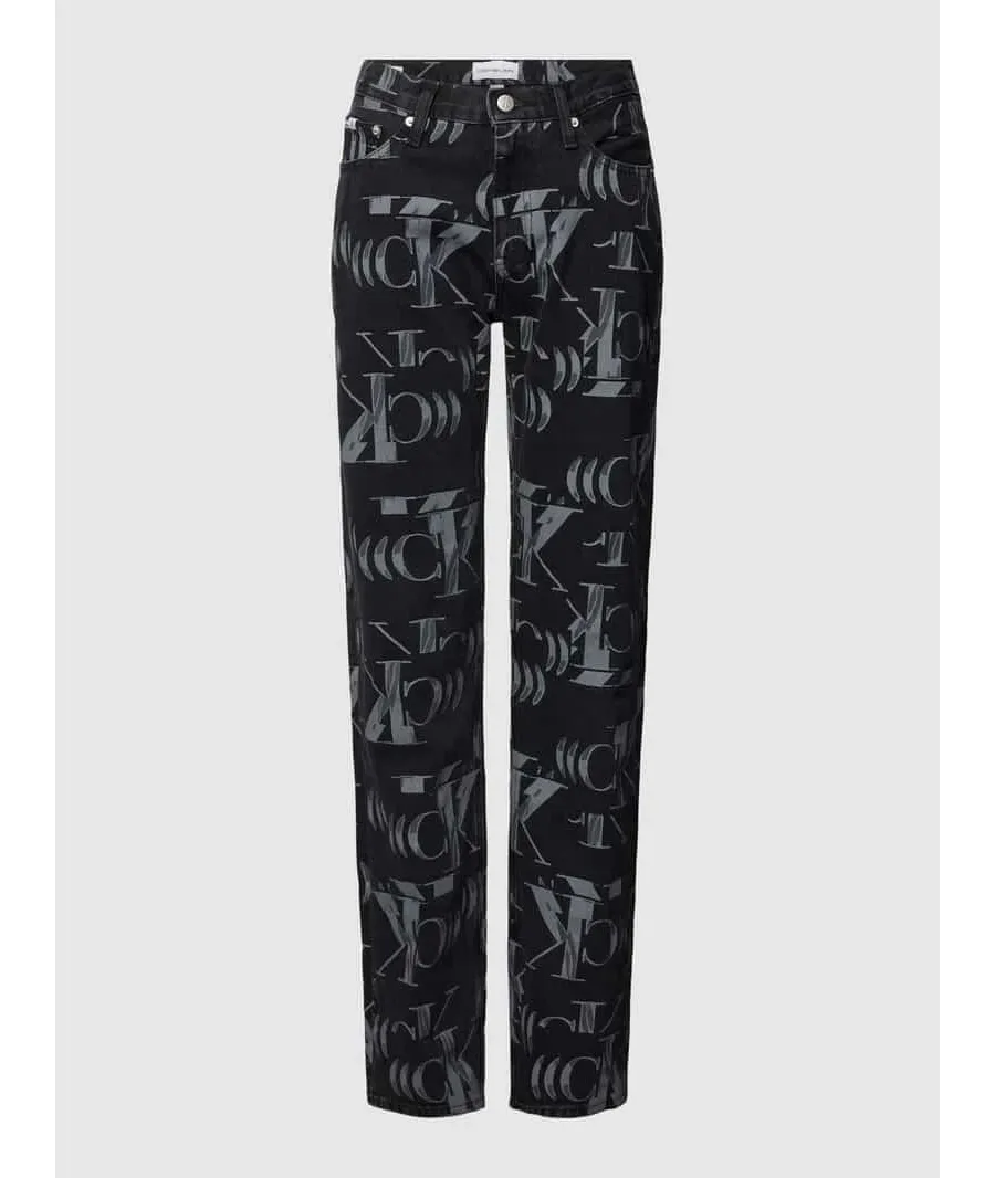 obrazek 1 Jeansy z prostą nogawką i wzorem z logo na całej powierzchni