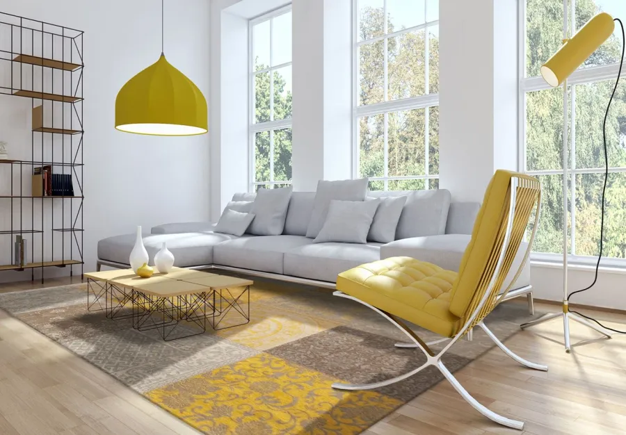 obrazek 4 Nieszablonowy żółty dywan patchwork - YELLOW 8084