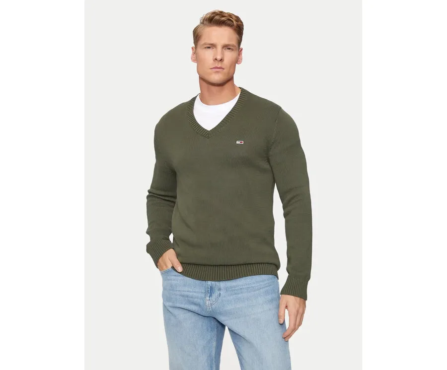 obrazek 1 Tommy Jeans Sweter Essential DM0DM19429 Zielony Slim Fit