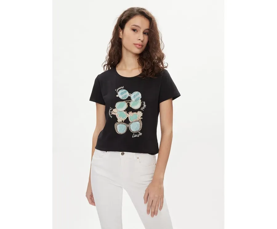 obrazek 1 Liu Jo T-Shirt MA4393 J5003 Czarny Regular Fit