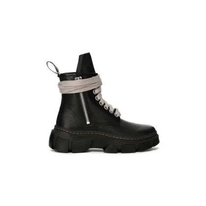 Zdjęcie Rick Owens botki skórzane x Dr. Martens 1460 Jumbo Lace Boot damskie kolor czarny na płaskim obcasie DW01D7810