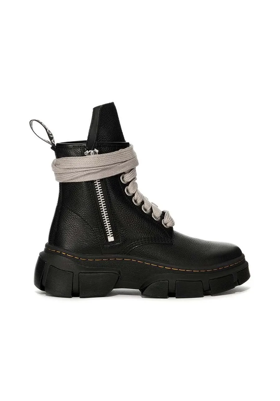 obrazek 1 Rick Owens botki skórzane x Dr. Martens 1460 Jumbo Lace Boot damskie kolor czarny na płaskim obcasie DW01D7810
