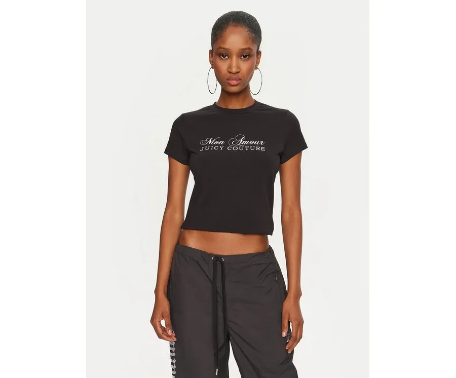obrazek 1 Juicy Couture T-Shirt Mon Amour JCSCT224407 Czarny Slim Fit