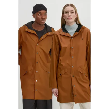 Zdjęcie Rains kurtka przeciwdeszczowa Long Jacket W3 kolor pomarańczowy przejściowa 12020-63