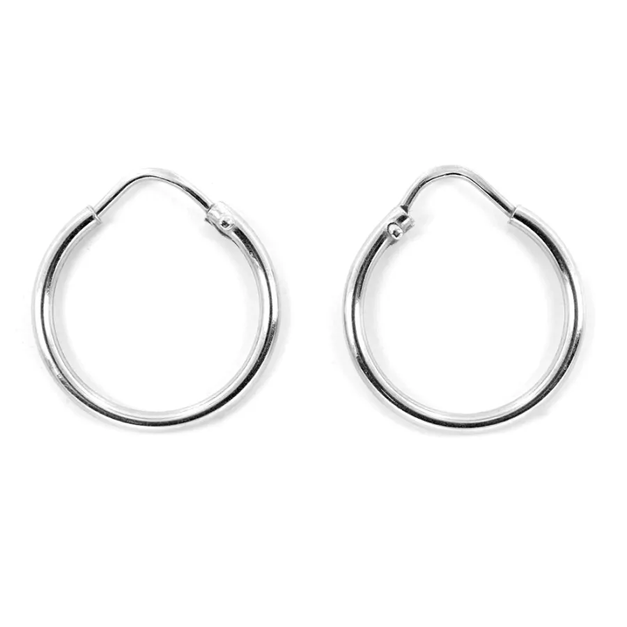 obrazek 4 Cienkie kolczyki koła z białego złota (18 mm)