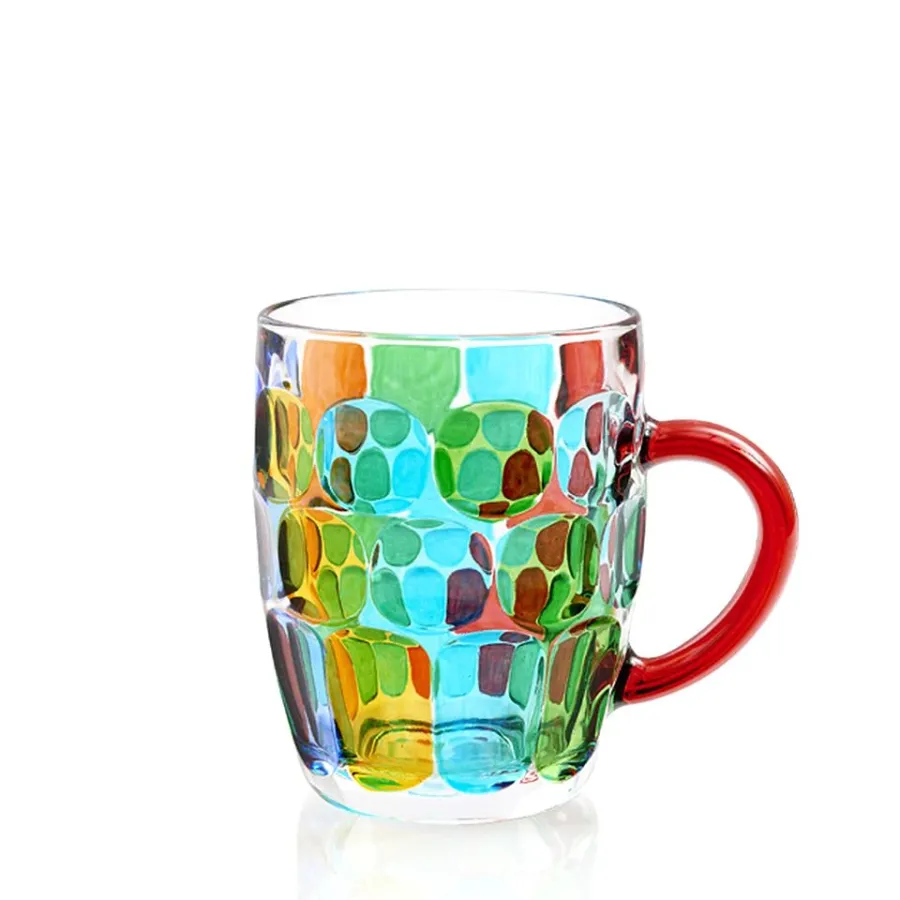 obrazek 1 Artystycznie malowany komplet 6 dużych kubków ze szkła murano (570 ml)