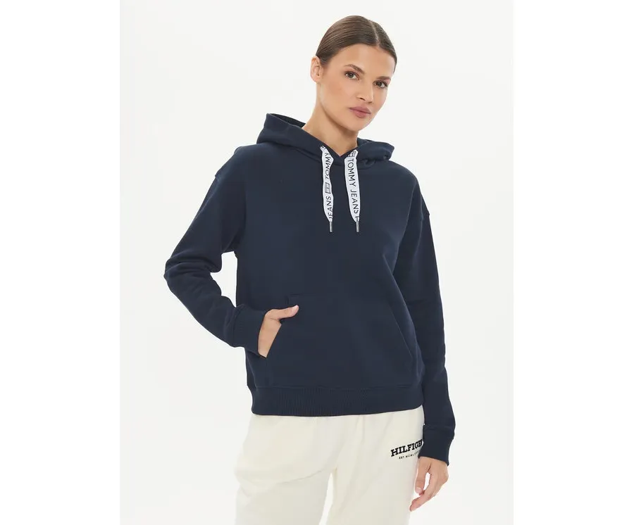 obrazek 1 Tommy Jeans Bluza Logo Drawcord DW0DW17794 Granatowy Boxy Fit