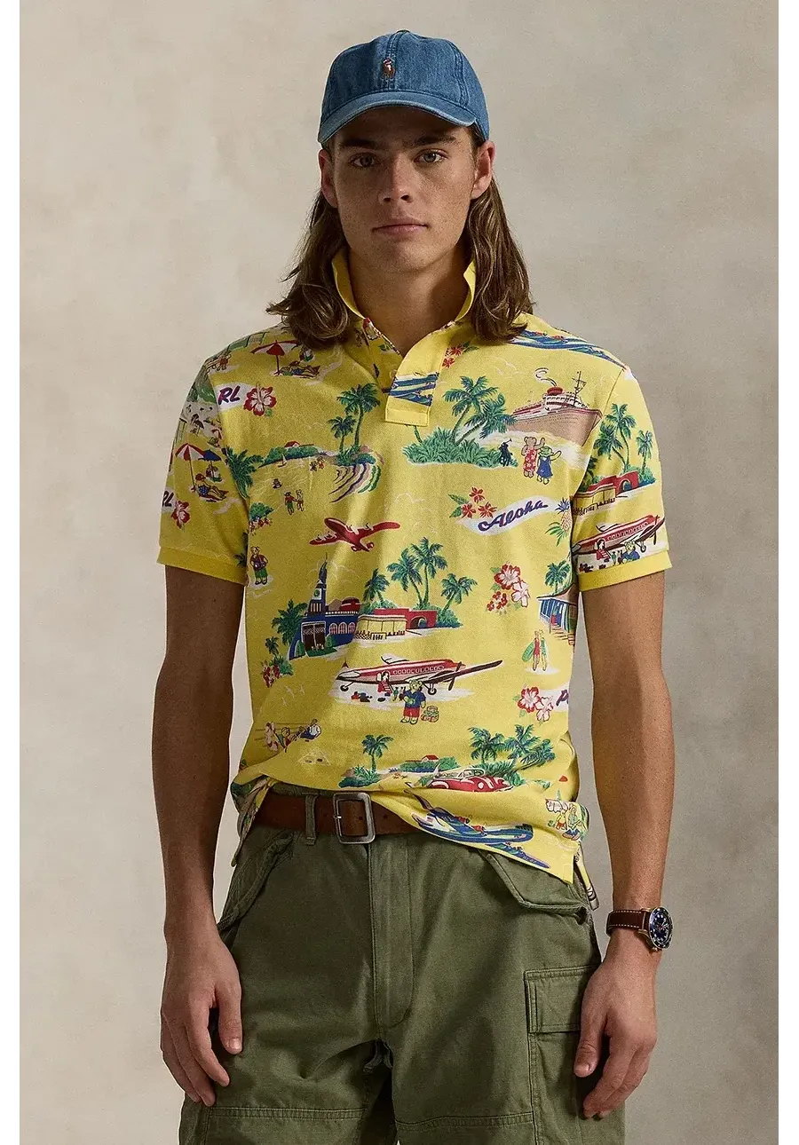obrazek 1 Polo Ralph Lauren polo bawełniane Polo Shirt męska kolor żółty wzorzysty 710963485