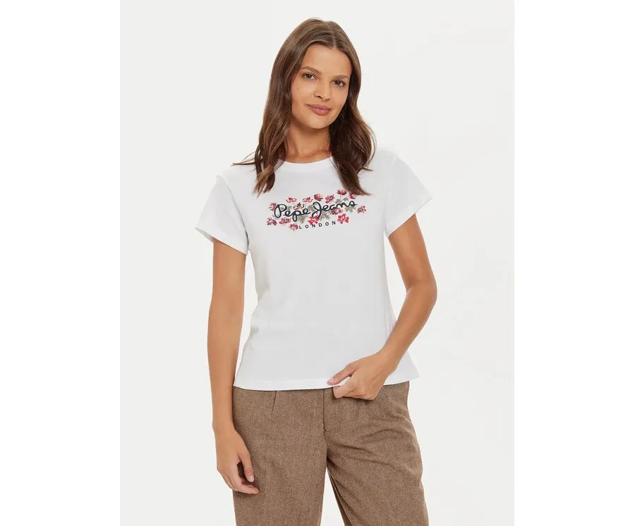 obrazek 1 Pepe Jeans T-Shirt Ginny PL505945 Biały Regular Fit
