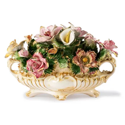 Picture Ceramic Capodimonte decoration with a floral motif