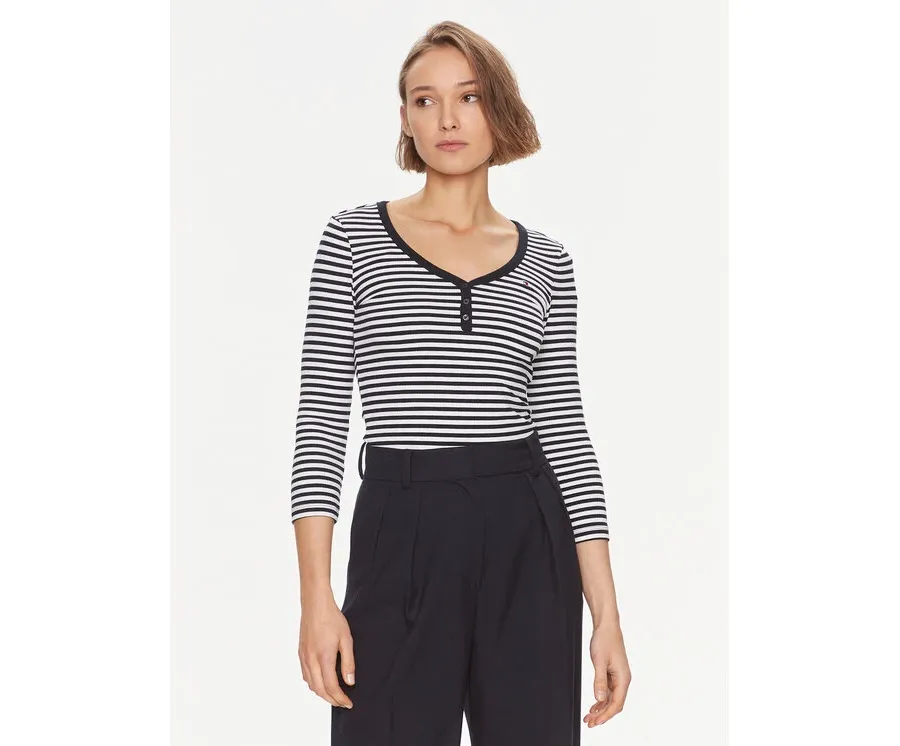 obrazek 1 Tommy Hilfiger Bluzka WW0WW41995 Granatowy Slim Fit