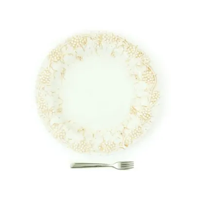 Zdjęcie Duży okrągły talerz ze zdobieniami w winogrona w kolorze kości słoniowej - Le Ceramiche