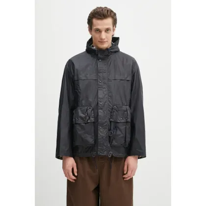 Zdjęcie Barbour kurtka Barbour Modified Durham Wax Jacket kolor granatowy przejściowa oversize MWX2448