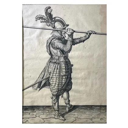 Picture A 17th-century engraving of a soldier in a military uniform