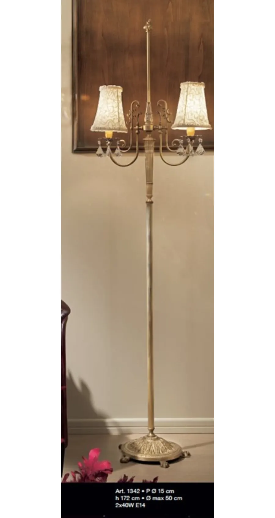 obrazek 1 Lampa podłogowa z dwoma światłami z przezroczystymi zawieszkami i stożkowymi kloszami - Il Paralume Marina