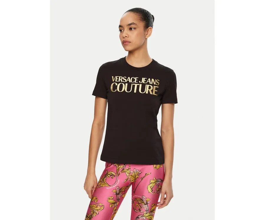 obrazek 1 Versace Jeans Couture T-Shirt 78HAHT01 Czarny Regular Fit