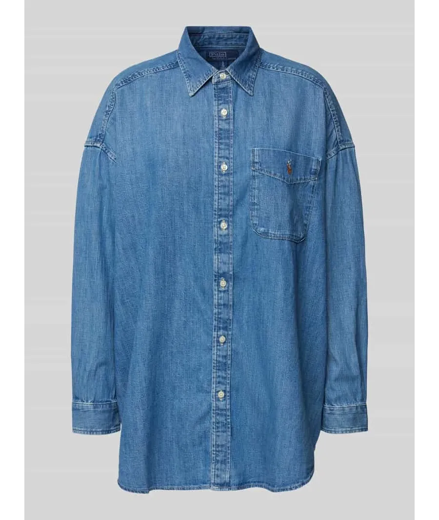 obrazek 1 Koszula jeansowa o kroju regular fit z wyhaftowanym logo model ‘BUTTO’