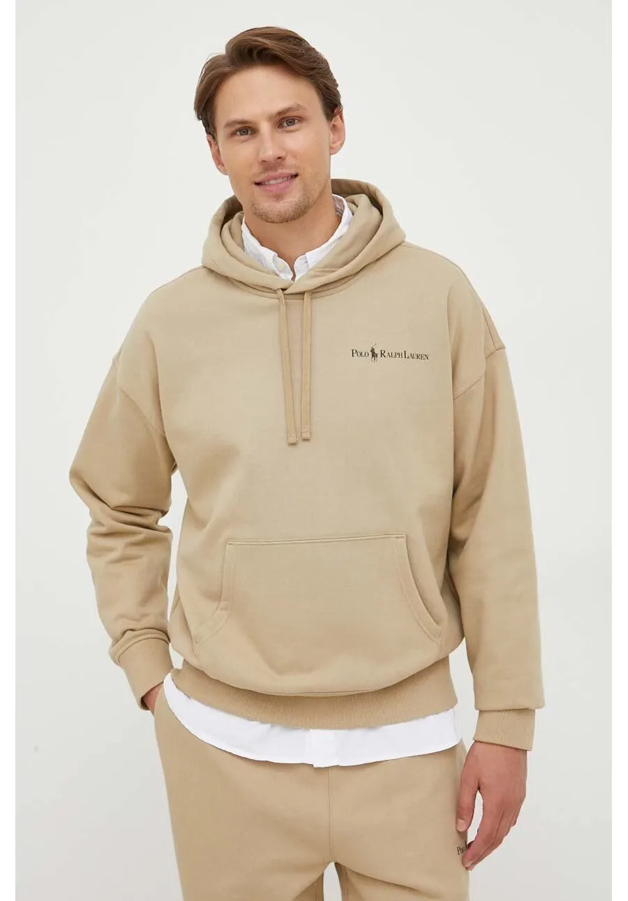 obrazek 1 Polo Ralph Lauren bluza męska kolor beżowy z kapturem z nadrukiem