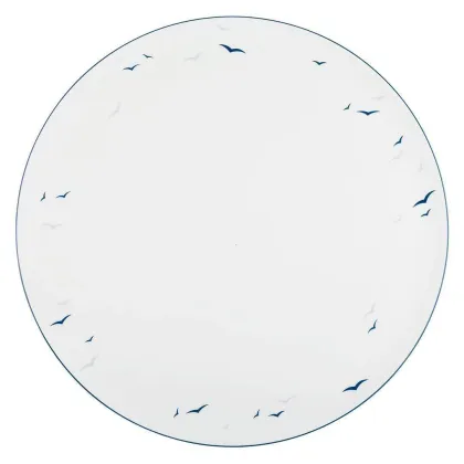 Zdjęcie Płaski okrągły porcelanowy talerz na tartę zdobiony motywem ptaków – Tettau