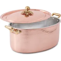 Picture Oval, copper pot with lid 11lt - Cu Artigiana