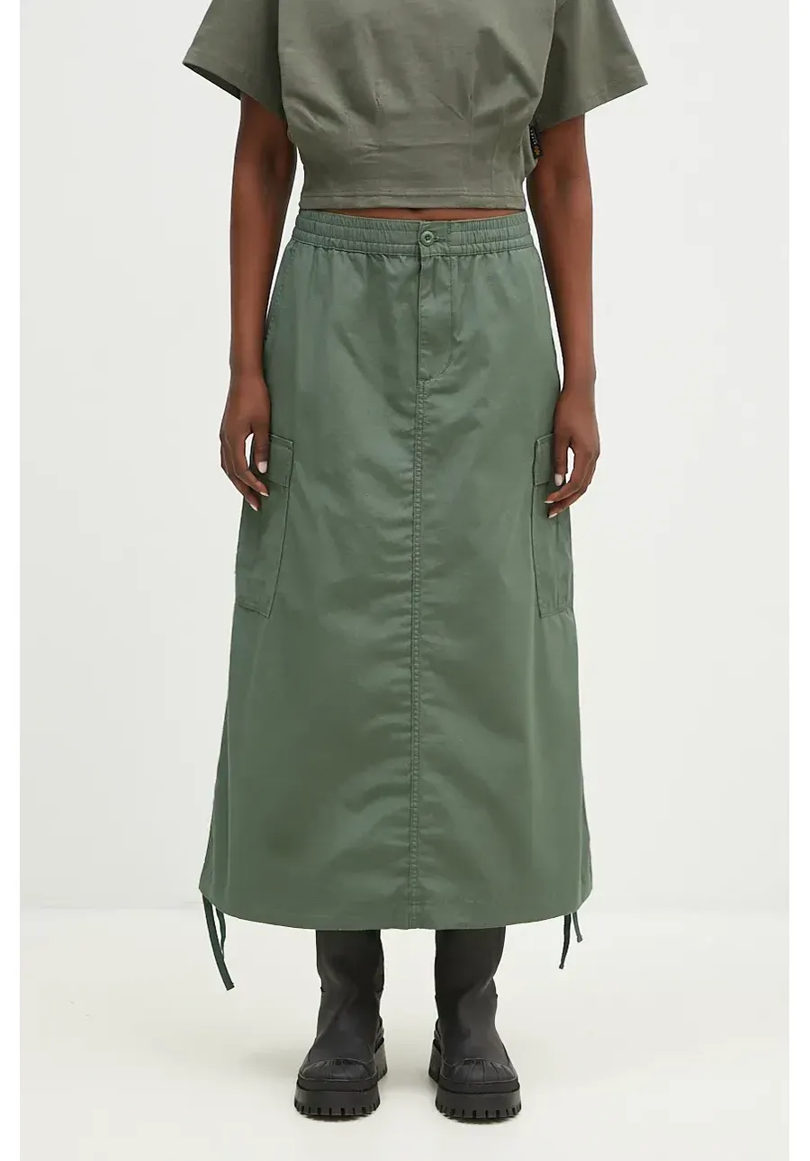 obrazek 1 Carhartt WIP spódnica bawełniana Cargo Skirt Long kolor zielony midi prosta I033823.29N02