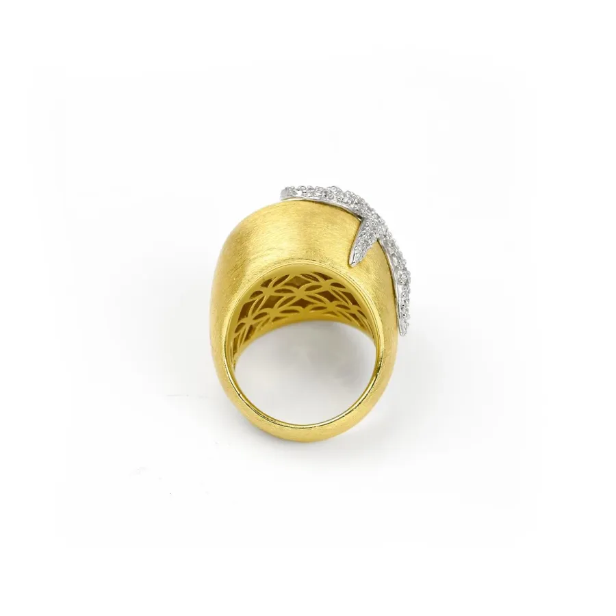 obrazek 3 Elegancki pierscionek 18-karatowe pozłacane srebro Białe cyrkonie 3x2,5x2,5 cm