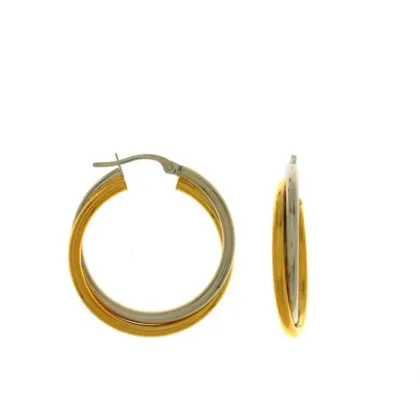 Zdjęcie Stylowe kolczyki z polerowanem obręczem z podwójną lufą z hakiem bagnetowym 20 mm