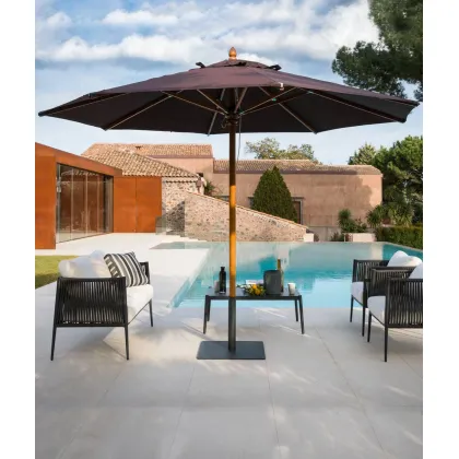 Zdjęcie Okrągły parasol Lipari 400 cm w kolorze kawowym akrylowym do ogrodu lub na taras